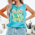 Peace Love Books Librarian Teacher Life Book Library Comfort Colors Tank Top Light Green