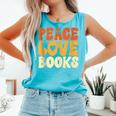 Peace Love Books Men Women Comfort Colors Tank Top Light Green