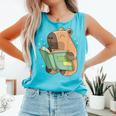 Pet Capybara Is Reading Library Capy Word Book Day Teacher Men Women Kids Comfort Colors Tank Top Light Green