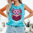 I Read Banned Books Axolotl Reading Comfort Colors Tank Top Light Green