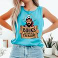 Read Book Reader Library Reading Librarian Pirate Bookworm Comfort Colors Tank Top Light Green