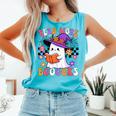 Read More Books Ghost Reading Book Teacher Halloween Comfort Colors Tank Top Light Green