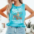 Read 'Em Cowgirl Saddle Up With A Good Book Rodeo Bookworm Comfort Colors Tank Top Light Green