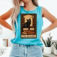 The Reader Cat Book Reading Halloween Tarot Card Comfort Colors Tank Top Light Green