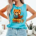 Reading Book Lover Red Panda Read Books Be Kind Stays Weird Comfort Colors Tank Top Light Green