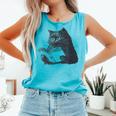 Reading Cat Cat Book Lover Comfort Colors Tank Top Light Green
