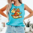 Reading Dragon Book Lover Bookworm Reader Comfort Colors Tank Top Light Green