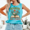 Reading Squad Book Lover Bookish Floral Readers Make Leaders Comfort Colors Tank Top Light Green