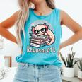 Readsalotl Axolotl Reading Books Glasses Bookworm Pun Fun Comfort Colors Tank Top Light Green
