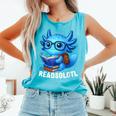 Readsolotl Blue Kawaii Axolotl Book Lover Reading Comfort Colors Tank Top Light Green