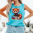 Red Panda Books Lover Reading Bookworm Comfort Colors Tank Top Light Green