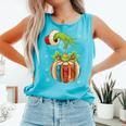 Retro Christmas Ornament Book Christmas Teacher Librarian Comfort Colors Tank Top Light Green