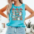 Retro Ghost Reading Book Teacher Librarian Bookish Christmas Comfort Colors Tank Top Light Green