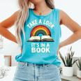 Retro Rainbow Take A Look It's In A Book Reading Comfort Colors Tank Top Light Green Retro Rainbow Take A Look It's In A Book Reading Comfort Colors Tank Top Light Green