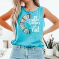 Retro So Many Books Little Time Book Clock Reading Comfort Colors Tank Top Light Green