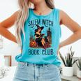 Salem Witch Book Club Bookish Retro Halloween Cat Comfort Colors Tank Top Light Green