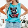 Scottish Terrier Reading a Book Dog Comfort Colors Tank Top Light Green