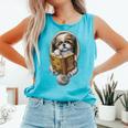 Shih Tzu Book How To Train Your Human Funny Dog Motif Comfort Colors Tank Top Light Green
