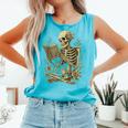 Skeleton Book Floral Skull Halloween Teacher Costume Comfort Colors Tank Top Light Green