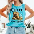 Sleeping Cat And Books With Coffee Lover Comfort Colors Tank Top Light Green