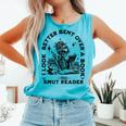 Smut Reader Skeleton Book Lover Dark Humor Art Premium Tri-Blend Comfort Colors Tank Top Light Green