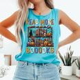 Spooky Halloween Bookshelf Bookcase Read More Books Comfort Colors Tank Top Light Green