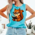 Squirrel Reading Book Lover Comfort Colors Tank Top Light Green