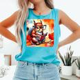 Squirrel Reading Comic Book On Autumn Branch Glasses Leaves Comfort Colors Tank Top Light Green