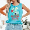 Staying Alive One Book At A Time Skeleton Reading Librarian Comfort Colors Tank Top Light Green Staying Alive One Book At A Time Skeleton Reading Librarian Comfort Colors Tank Top Light Green