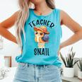 Teacher Snail With Glasses On Books Cute Pre-K Kindergarten Comfort Colors Tank Top Light Green