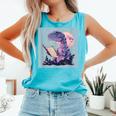 Trex Reading Book Dinosaur Comfort Colors Tank Top Light Green