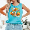 Turkey Reading Books Fall Thanksgiving Teacher Librarian Comfort Colors Tank Top Light Green