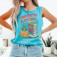 Unearth A Story Cute Turtle Reading Books Librarian Comfort Colors Tank Top Light Green