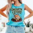 Unearth A Story Fox Reads a Book Comfort Colors Tank Top Light Green Unearth A Story Fox Reads a Book Comfort Colors Tank Top Light Green
