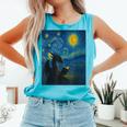Van Gogh Starry Night Fantasy Reader Dragon Reading Book Comfort Colors Tank Top Light Green