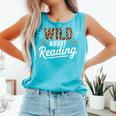 Wild About Reading Books Reader Lover Bookworm Leopard Print Comfort Colors Tank Top Light Green