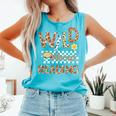 Wild About Reading Teacher Reading Books Back To School Comfort Colors Tank Top Light Green