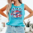 Women's Books Fireworks And Freedom Independence Day Book Lover Comfort Colors Tank Top Light Green