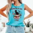 Women's Cat Books Romantic Floral Aesthetic Book Lover Cat Owner Comfort Colors Tank Top Light Green