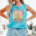 Women's Unearth a Story 2026 Summer Reading Program Flowers Book Comfort Colors Tank Top Light Green Women's Unearth a Story 2026 Summer Reading Program Flowers Book Comfort Colors Tank Top Light Green