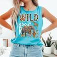 Zoo Animals Wild About Reading Books Reader Lover Librarian Comfort Colors Tank Top Light Green