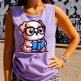 Adorable Book Lover Bulldog With Reading Glasses Cute Raglan Baseball Tee Comfort Colors Tank Top Lagoon