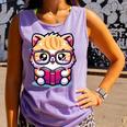 Adorable Book Lover Persian Cat With Reading Glasses Cute Comfort Colors Tank Top Lagoon