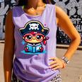 Adorable Book Lover Pirate With Reading Glasses Cute Comfort Colors Tank Top Lagoon