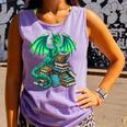 Book Dragon Reading Fantasy Comfort Colors Tank Top Lagoon