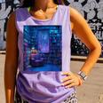 Book Library Bookshelf Armchair Window Pattern Print Comfort Colors Tank Top Lagoon