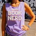 Book Nerd Retro Pixel Reading Librarian Aesthetic Comfort Colors Tank Top Lagoon