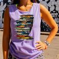 Book Women Graphic Art Colorful Eyes Comfort Colors Tank Top Lagoon