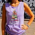 All Booked For Christmas Book Christmas Tree Lights Comfort Colors Tank Top Lagoon