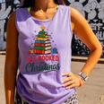 All Booked For Christmas Librarian Reader Xmas Pajama Comfort Colors Tank Top Lagoon